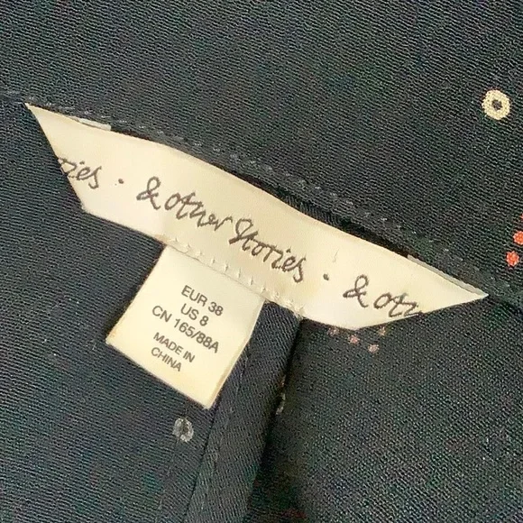 & Other Stories Navy Geometric Print Lightweight Viscose Blazer Size 8 - Picture 7 of 16